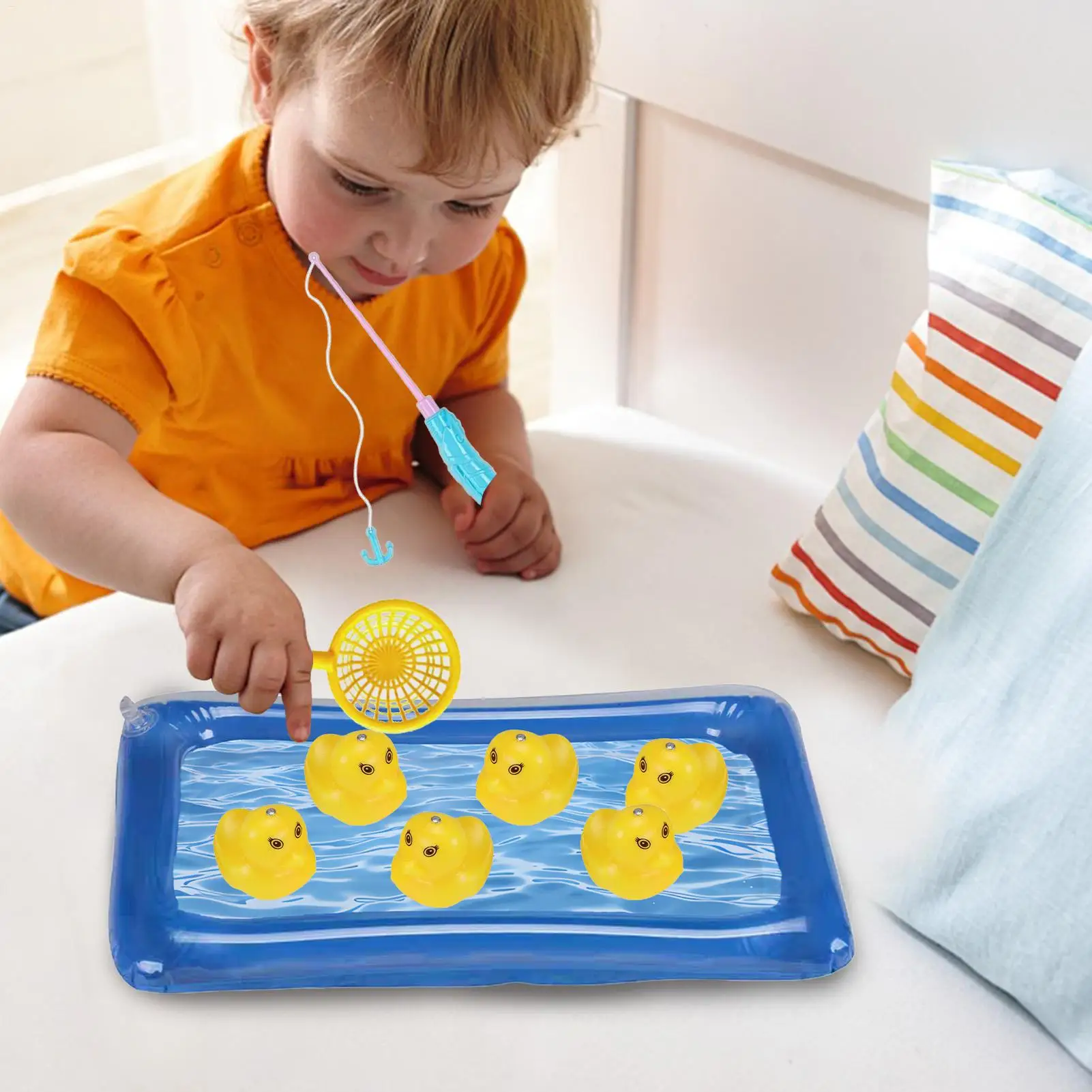Play Fishing Set For Kids Bath Fishing Toy Inflatable Pool Floating Ducks For Toddler Stocking Stuffers Summer Beach Vacation