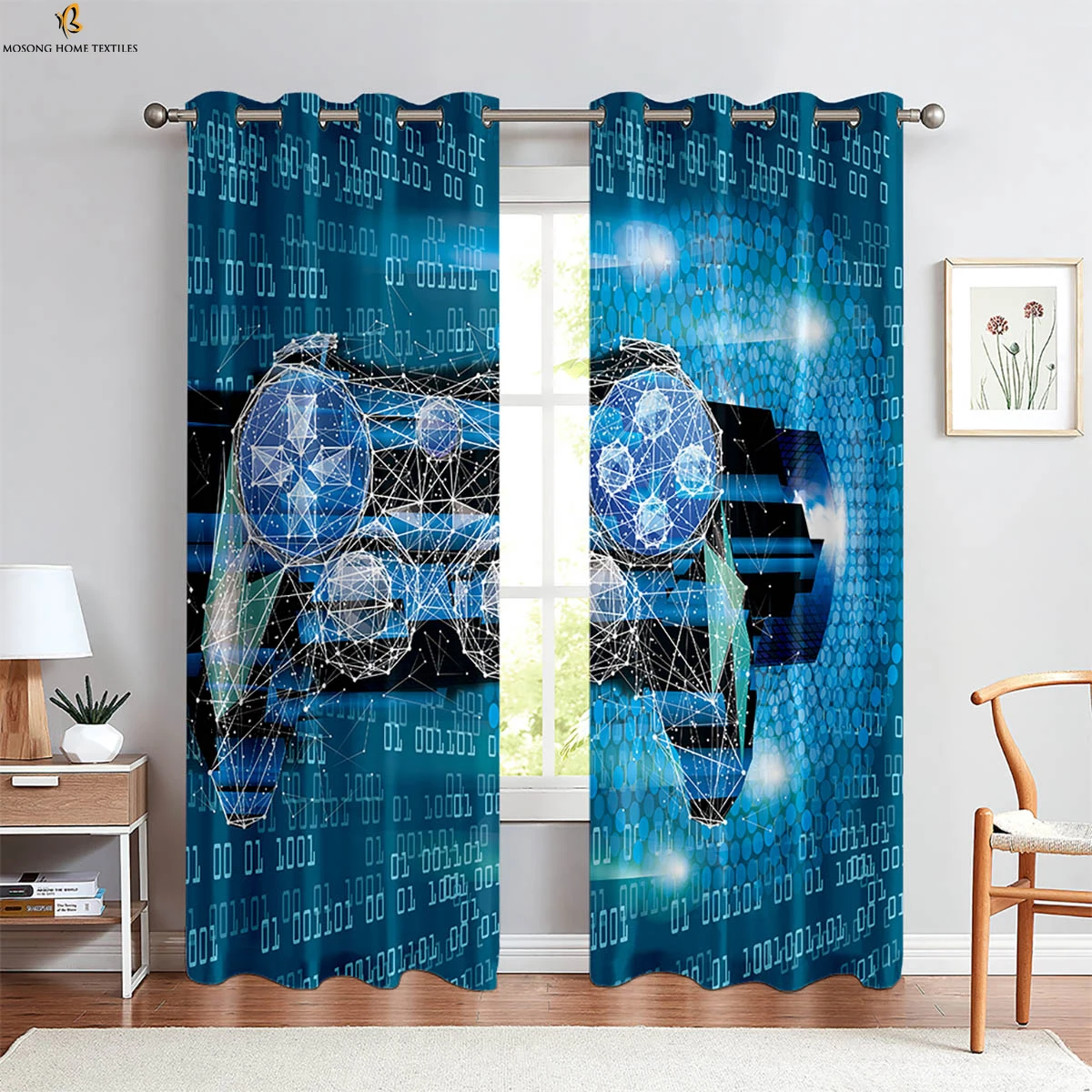 

Window Curtains Cool Game Handle 3d Printed Curtains Suitable For Living Room E-Sports Room Bedroom Decorative Curtains 2PCS