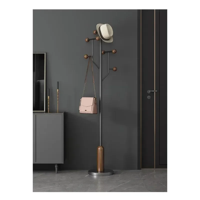 Hotel/Home Stainless Steel Coat Rack with Tree Hanger Wood Hook Storage Lobby Tree