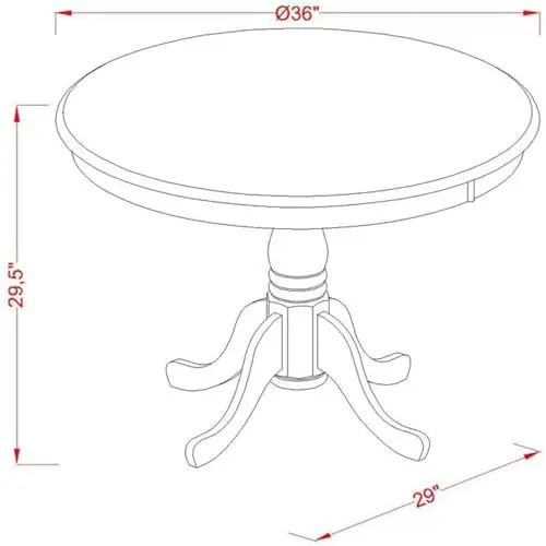 

Vintage-Style Round Wood Dining Table With Pedestal Base, 36 Inch Diameter, Natural And Linen White Finish