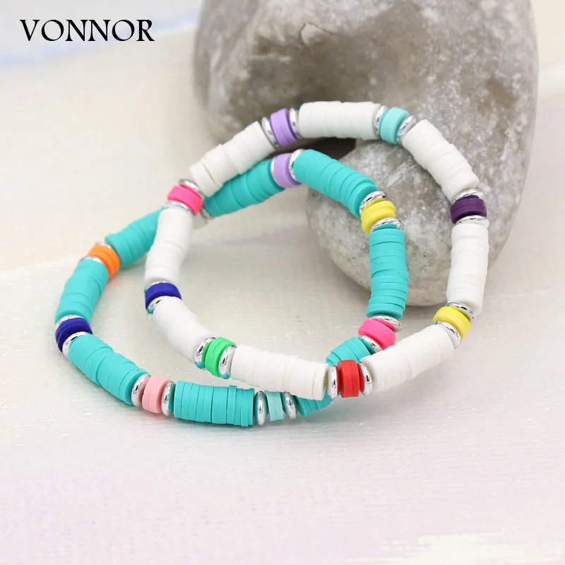 Bohemian Handmade Bracelets for Women Multicolor Clay Beaded Friendship Bracelet Jewelry Gift Wholesale Female Wrist Accessories