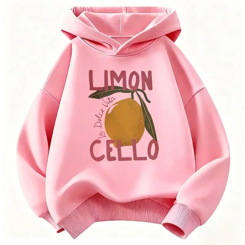 Sweat à capuche rétro Y2k pour enfants, motif citron imprimé, sweat-shirt pour garçons et filles, vêtements décontractés