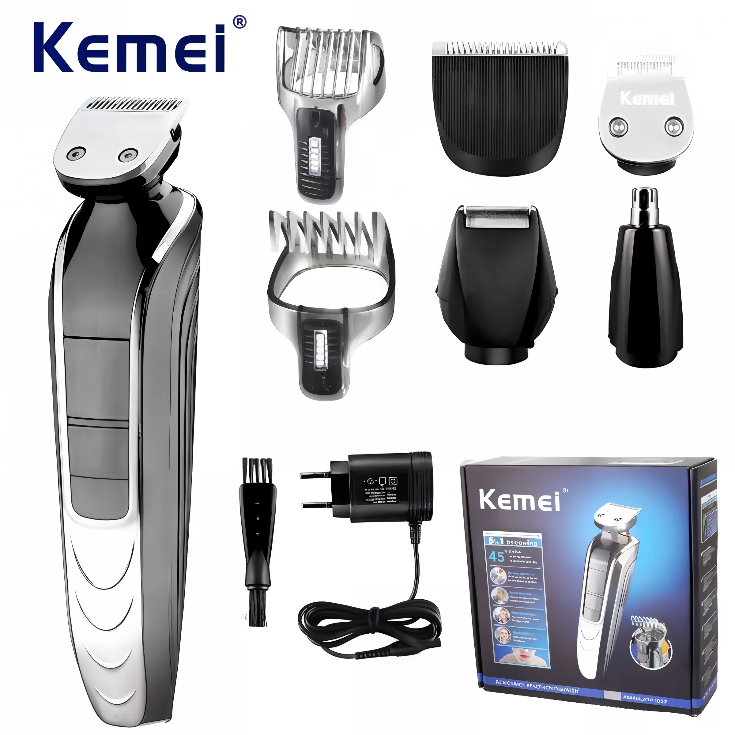 kemei KM-1832 Rechargeable electric hair clipper 5 in 1 hair trimmer shaver nose trimmer body hair trimmer 5 in 1