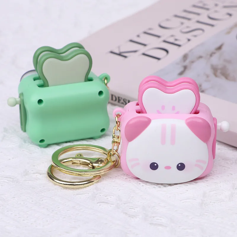 Cute Animal Pop‑Up Toaster Fidget Keychain Stress Relief Toy, Panda Cat Bear Bag Charm,Portable Desk Decor Novelty Holiday Gift view 4