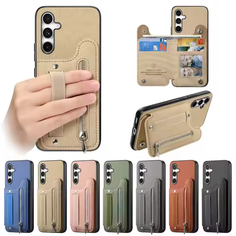 Wallet with Card Holder Cover Samsung Galaxy S25 Edge S24 FE S23 Ultra S22 S21 Plus A56 A55 A36 A54 A16 A16 A15 Phone Case
