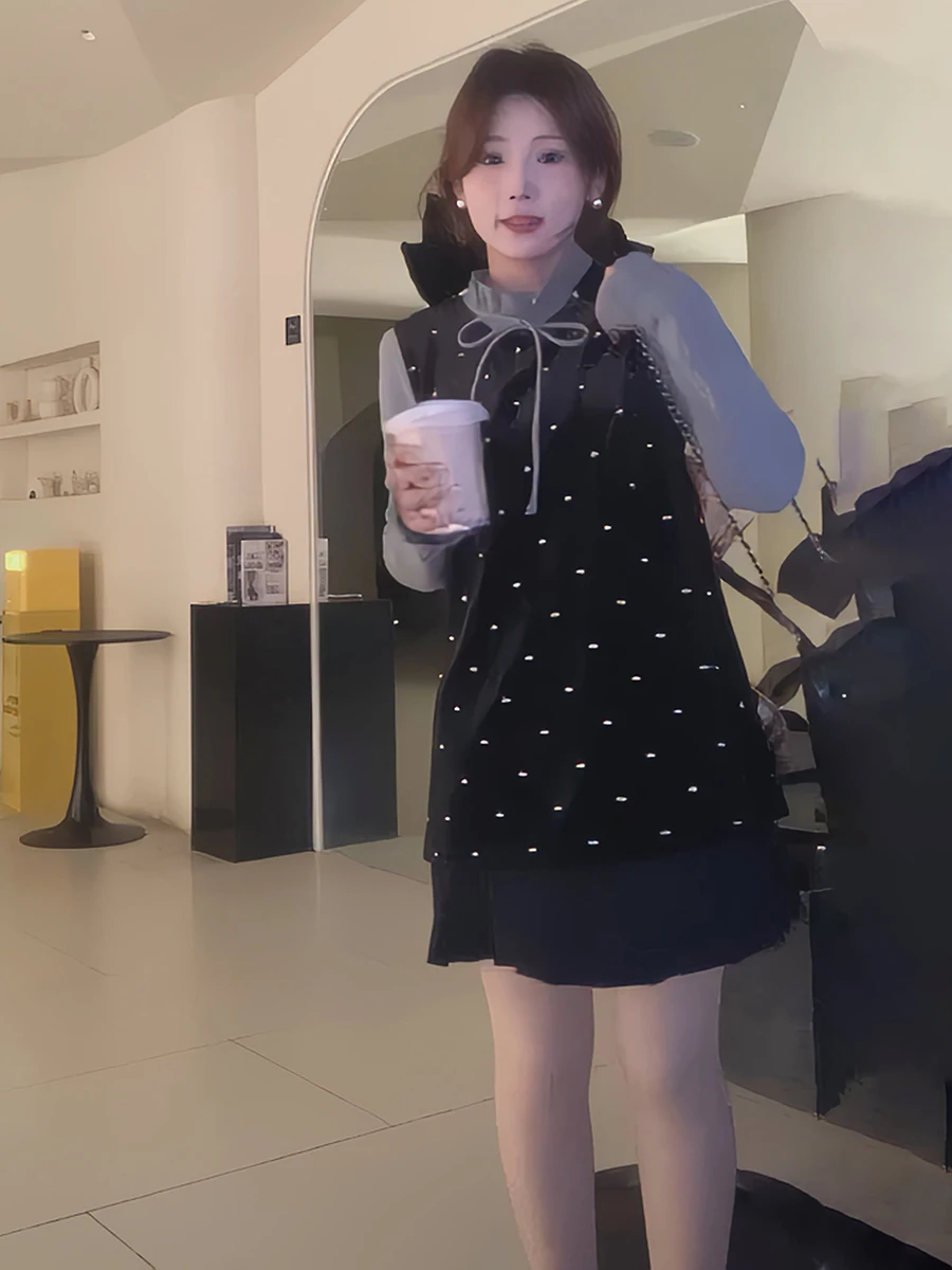 ربيع 2026 الكورية Sle الأزهار الدانتيل طوق irt تنورة سترة الدكتور قطعتين مجموعة المرأة Faion فرقة طويلة Sve بدوره تفعل...