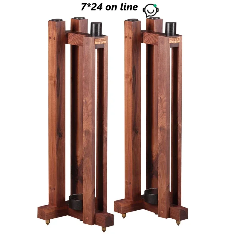 S-004 CL-01 Black Walnut Full Solid Wood Triangle Speaker Stand Speaker Stand Bookshelf Box Stand