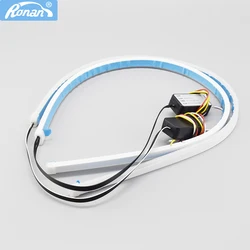 Ronan 2PCS 60CM Slim LED DRL Turn Signal Sequential Flexible Car Light Strips Daytime Running Light
