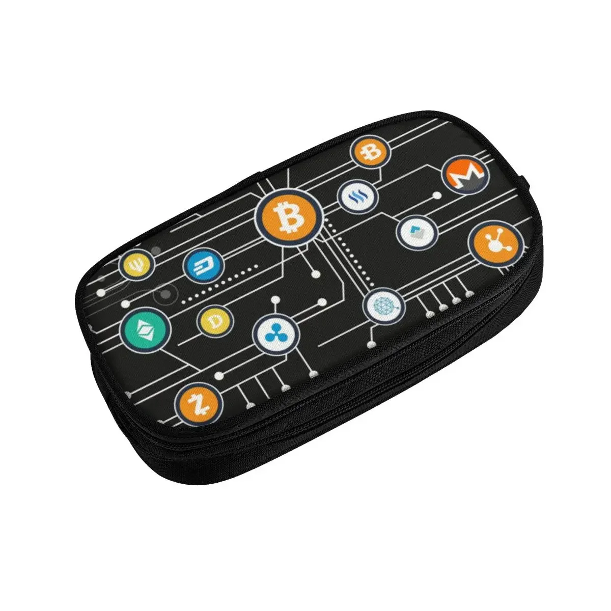 Custom Cryptocurrency Bitcoin Altcoin Blockchain Logo Pencil Cases for Girls Boys Big Capacity Ethereum Pen Box Bag Stationery 3