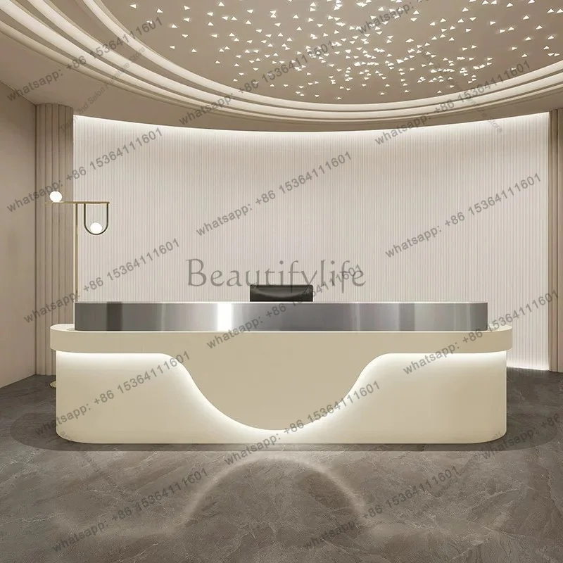 Factory Direct Sales Nordic High-end Beauty Salon Reception Counter Italian Minimalist Stainless Steel Clothing Store Bar Counte