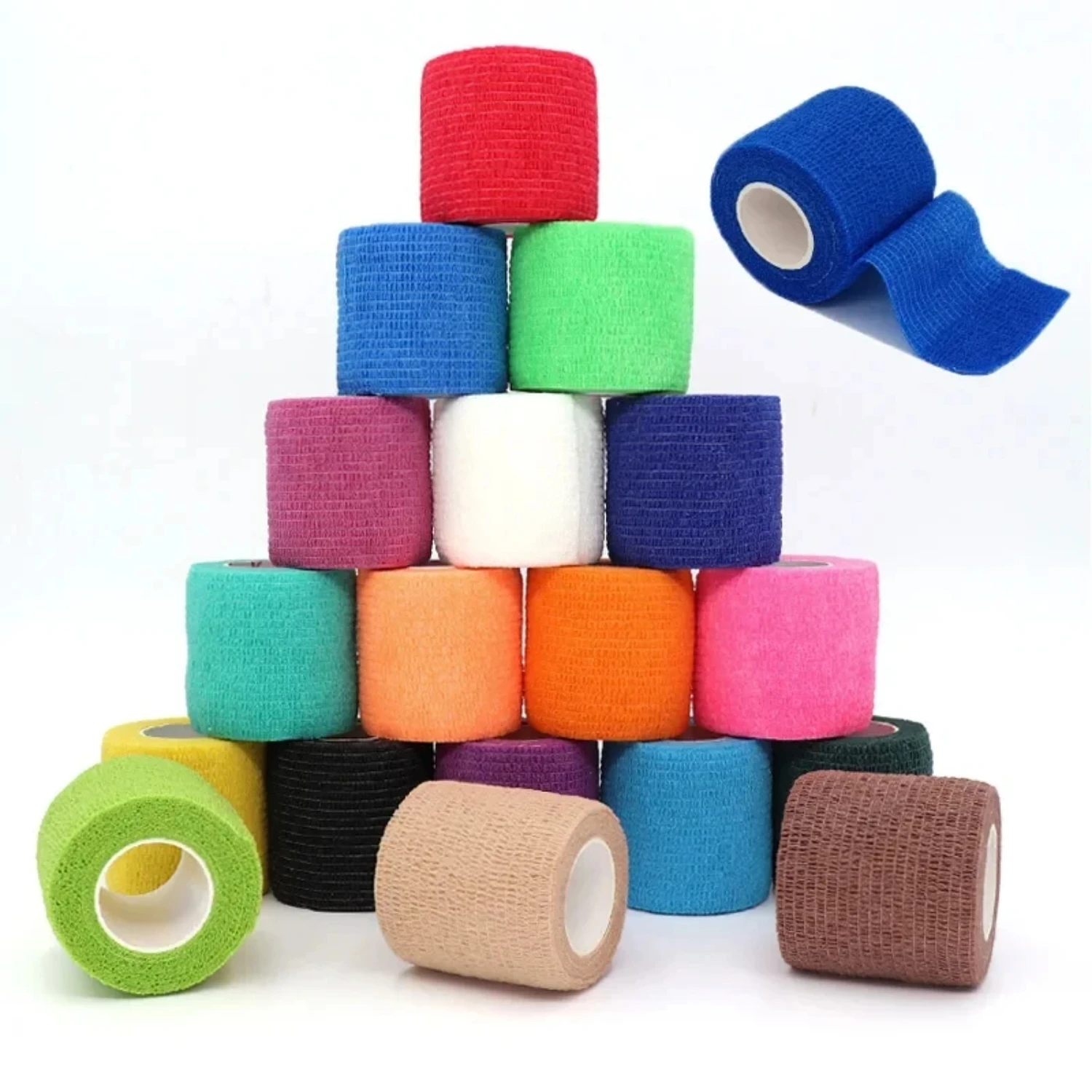 

Colorful, Durable, and Flexible Pack of 10 Self Adhesive Elastic Bandage Wrap Tape - Provides Warmth, Comfort, and Protection -