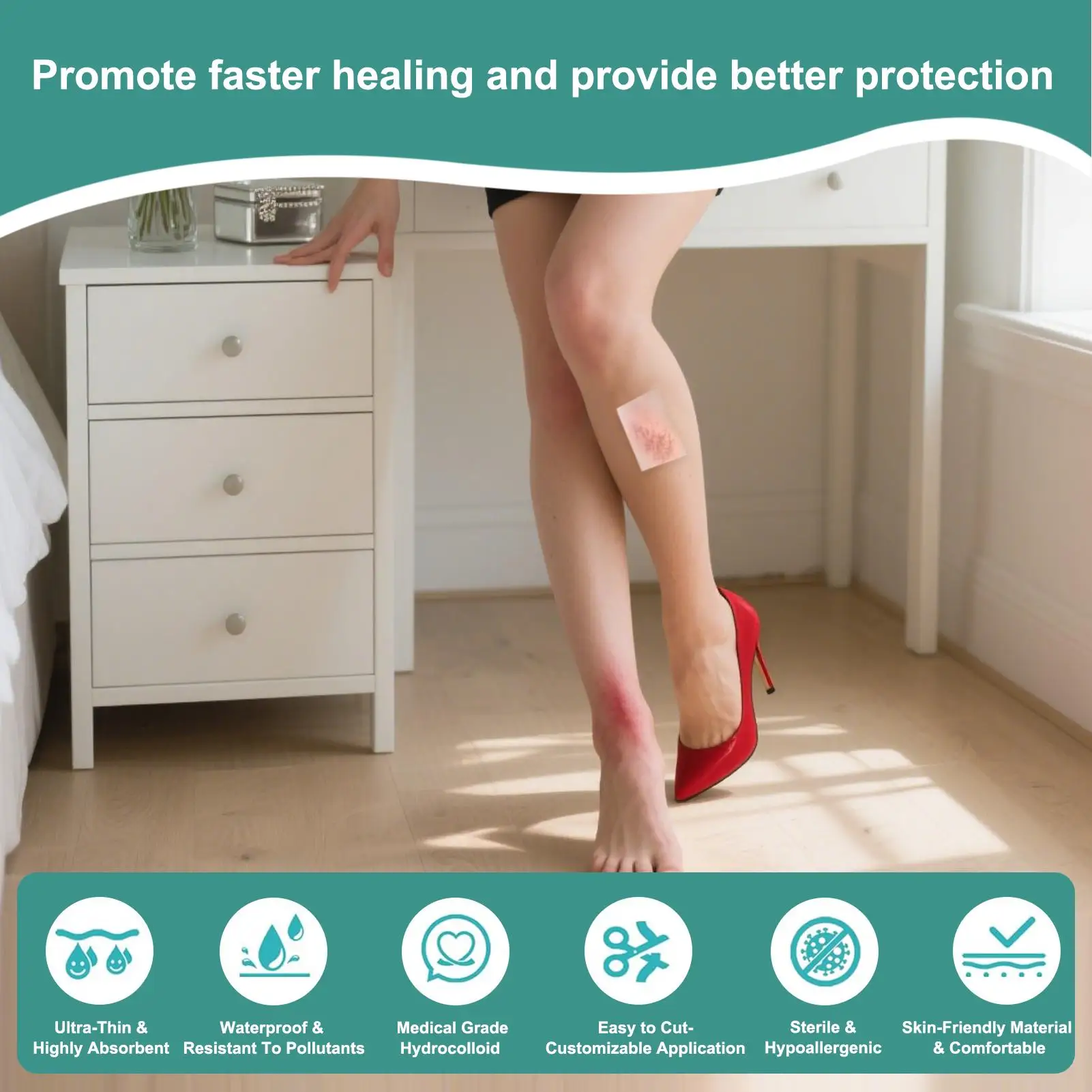 Rolo de bandagem hidrocolóide 16,4 pés, blister impermeável cortável e remendo de acne para rosto e corpo, proteção invisível para queimaduras, academia