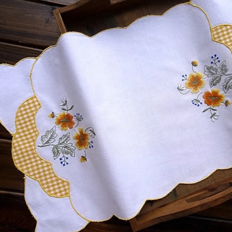 2 pçs algodão puro bordado placemat almofada decorativa vaso almofada 30x45cm