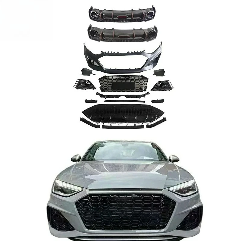 

Premium FORAudiA4 B9 RS4-style Stainless Steel BODYKIT with Front Bumper Grille Rear Lip 2020