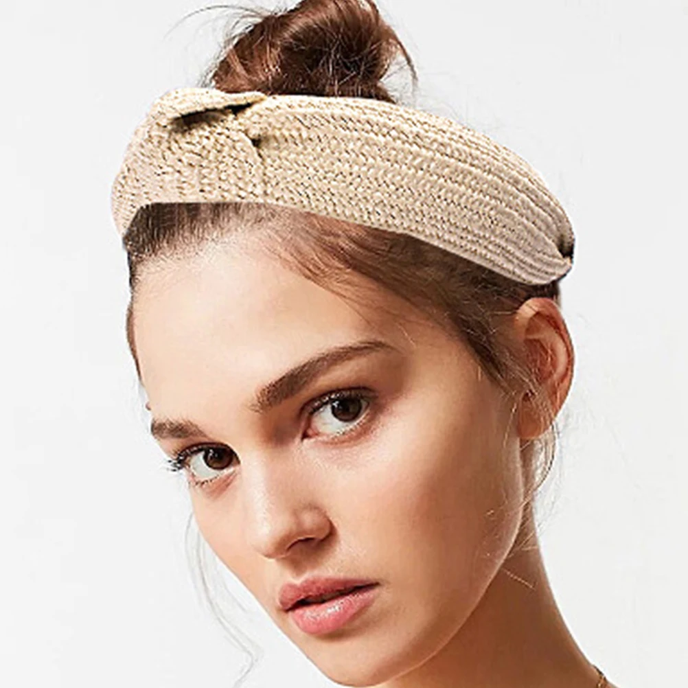 

Straw Woven Headband Headdress Bands Boho Hair Girls Women Wide Raffia Child Hairpin Knotted Decorative Stylish