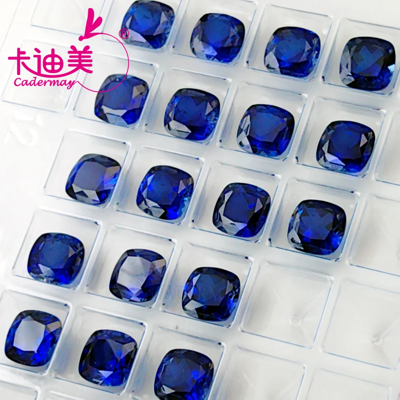 CADERMAY Lab Grown Sapphire Loose Stone  With Inclusions Cushion Shape DIY Jewelry Making Gemstones in Wholesale Price