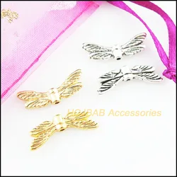 Fashion 30Pcs Retro Tibetan Silver Tone Gold Color Dragonfly Wings Spacer Beads Charms 7x20mm