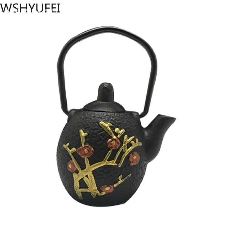 NLSLASI Chinese Style Mini Cast Iron Tea Kettle Small Teapot Tea Pot Easy To Carry Tea Pet Home Decoration