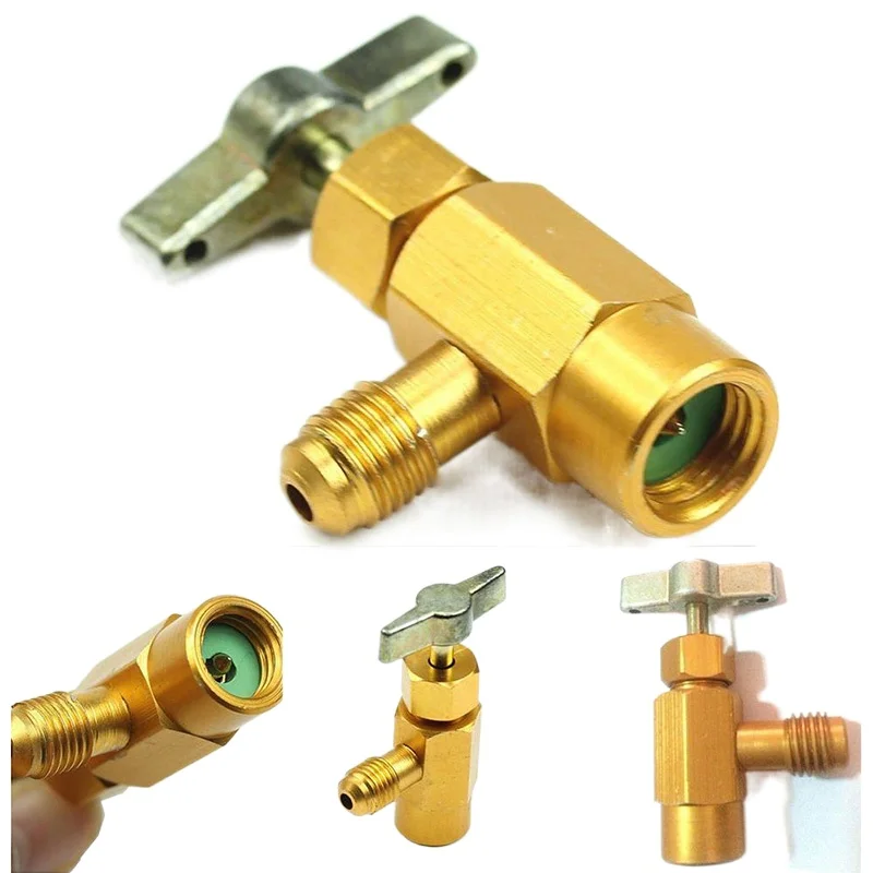 Alloy 1/4 SAE Thread Adapter R-134a Refrigerant Can Bottle Tap Opener Valve Tool Auto Car Accessories Car Styling