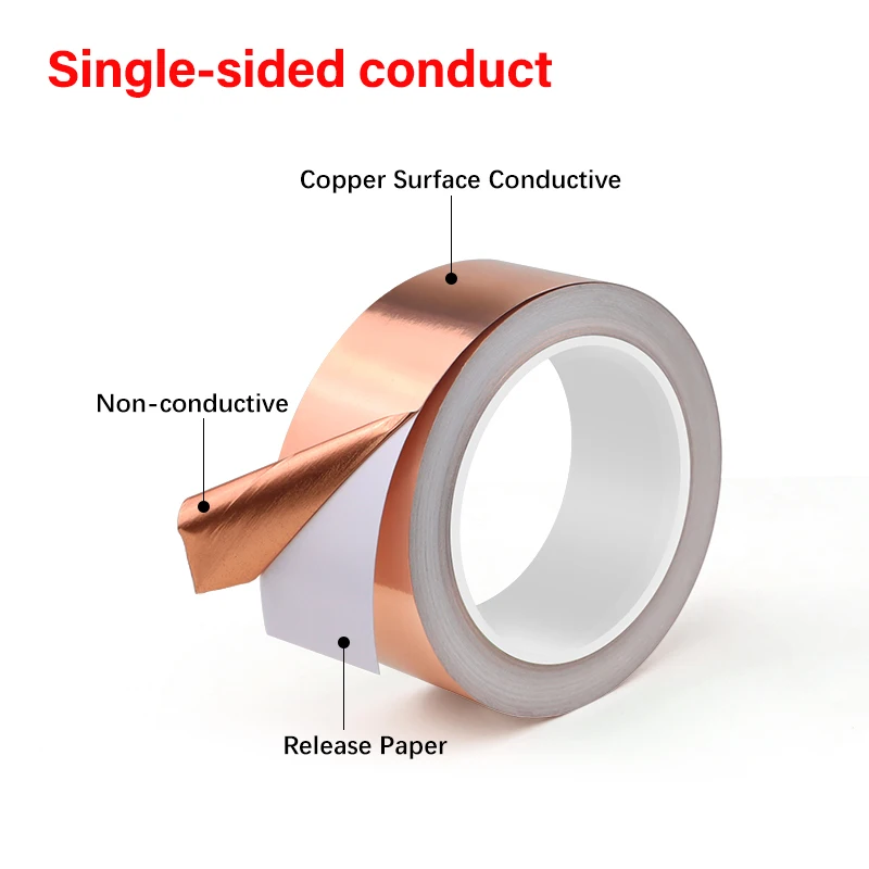 Copper Tape Double&Single-Sided Conductive Copper foil tape for Stained Glass Conductive Tape for Guitar EMI Shielding Crafts