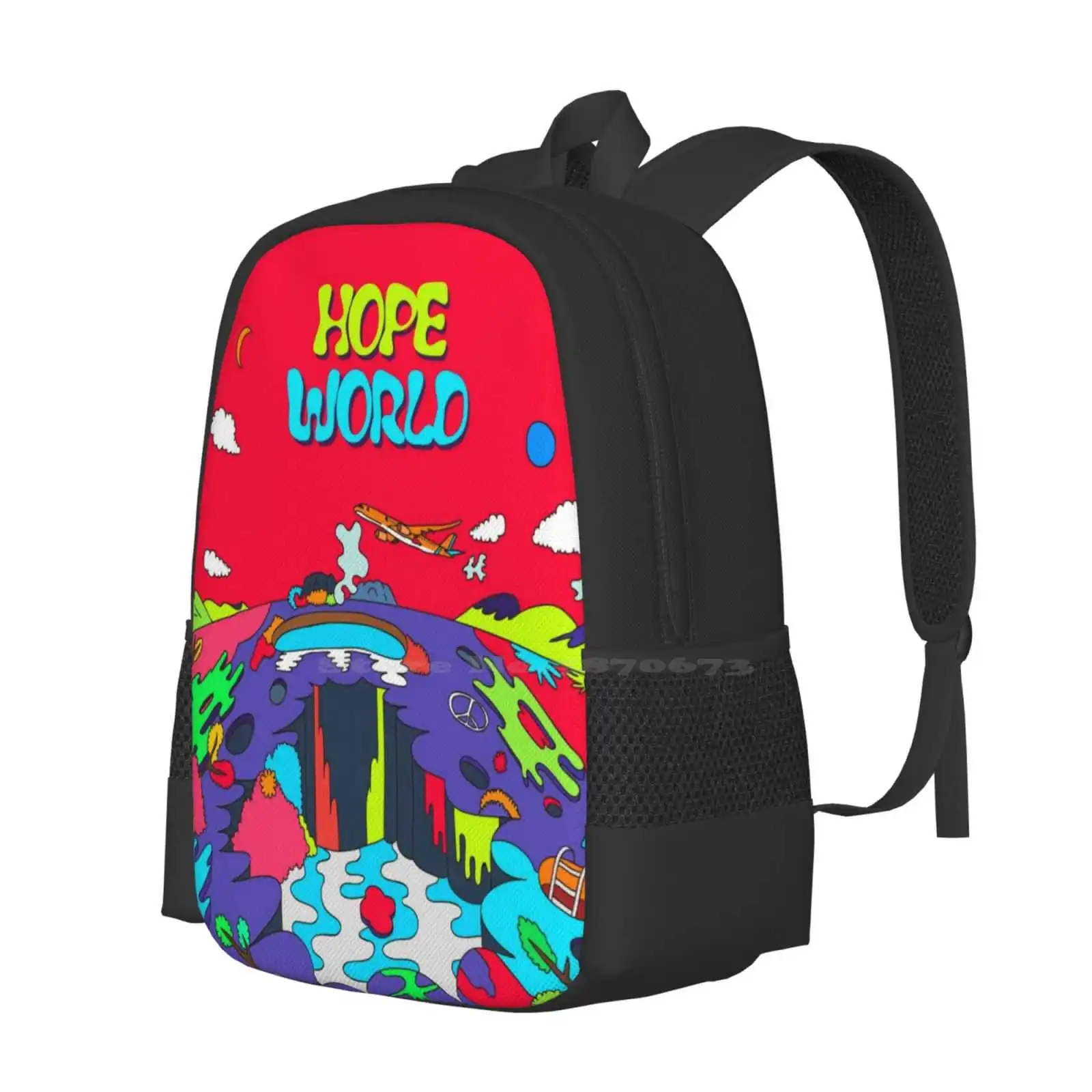 Hope World Pattern Design Bag Student'S Backpack Kpop J Hope Mixtape Hixtape Hope World Daydream Korean Music Hiphop Trendy