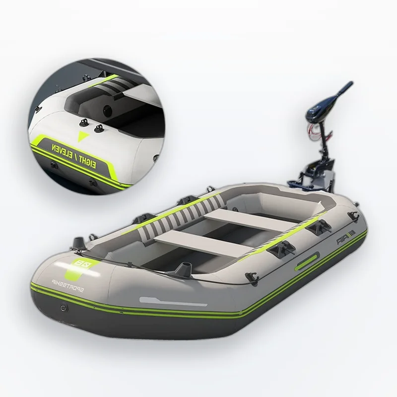 Fishing Dinghy 1.8m 2.6m with Wooden Floor Board,3 Layer Mesh PVC Hull Puncture Resistant Raft for Rescue Travel Beginner