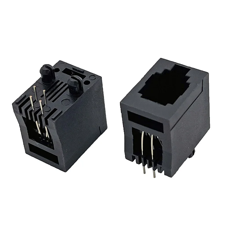 

15PCS 5222 All-plastic 4P4C Crystal head female socket RJ11 interface Earless RJ9 socket 180 degree vertical telephone socket