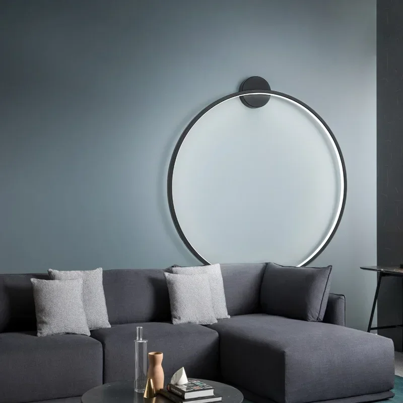 

New Modern Led Black Gold Circle Wall Lamp Bedroom Decoration Led Living Room Background Wall Light Wall Lamp