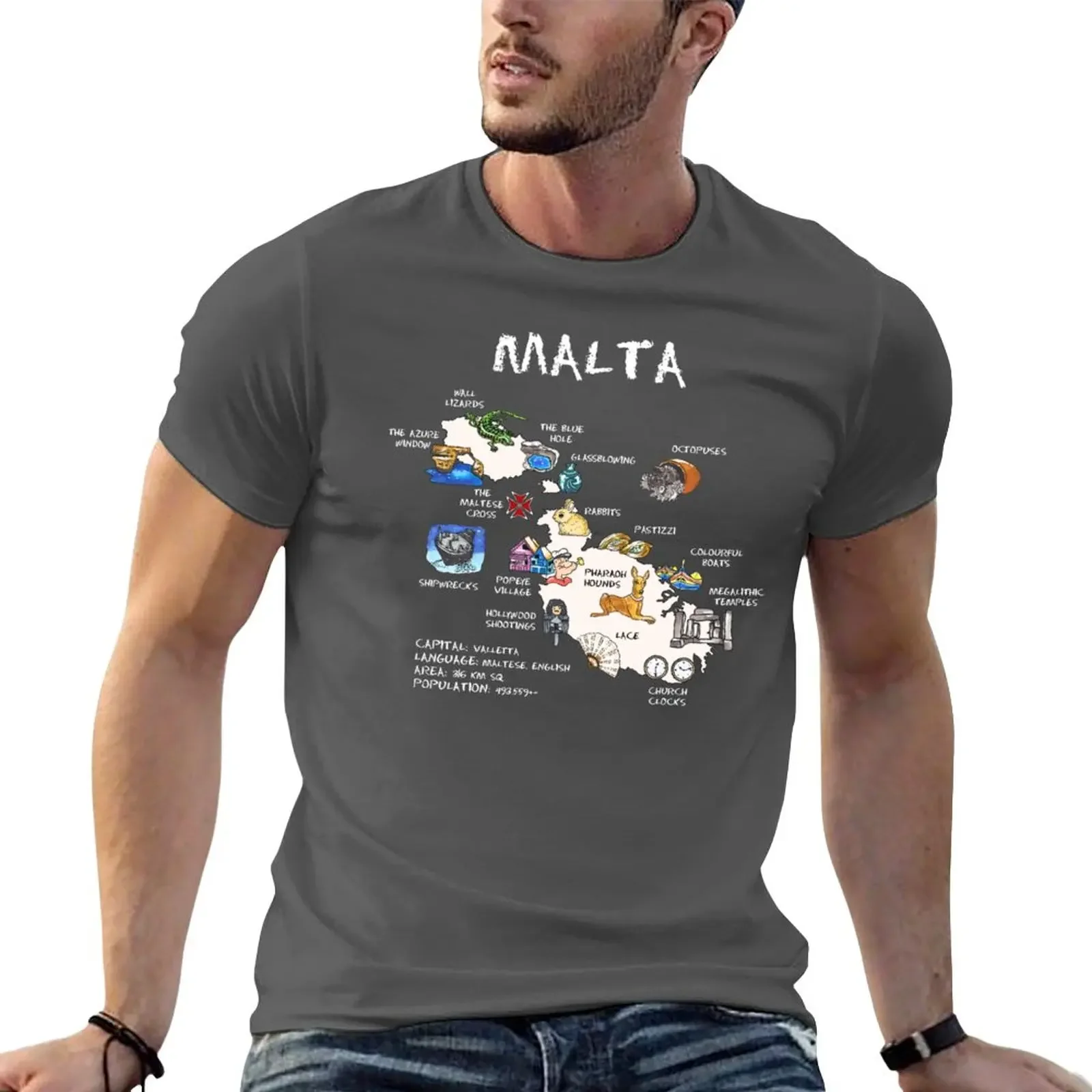 New Malta - illustrated map T-Shirt custom t shirts design your own aesthetic clothes mens workout shirts