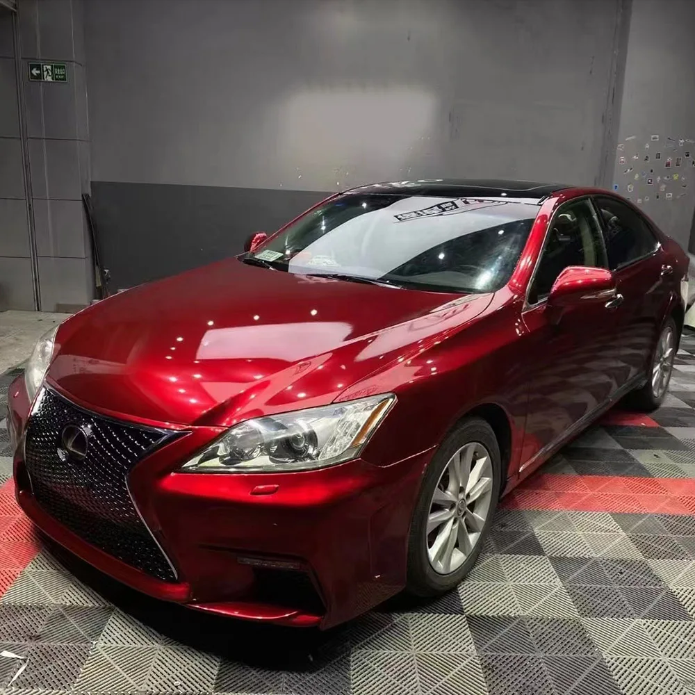 

Cherry Red PET Gloss Metallic Vinyl Flat Wrap for Car Flat Wrap Application Tearable Size 5x56ft