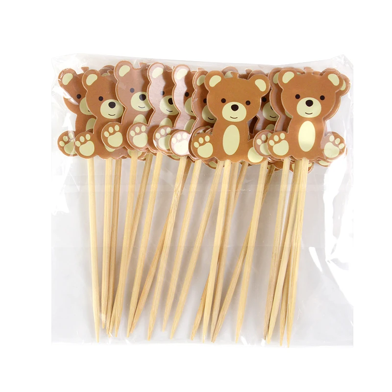 20pcs Cute Bear Food Picks Cake Dessert Toothpicks Fruit Forks Wedding Birthday Party Baby Shower Decoration Supplies Christmas