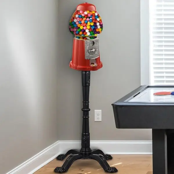 Vintage-Look Gumball Machine with Stand and Coin Bank