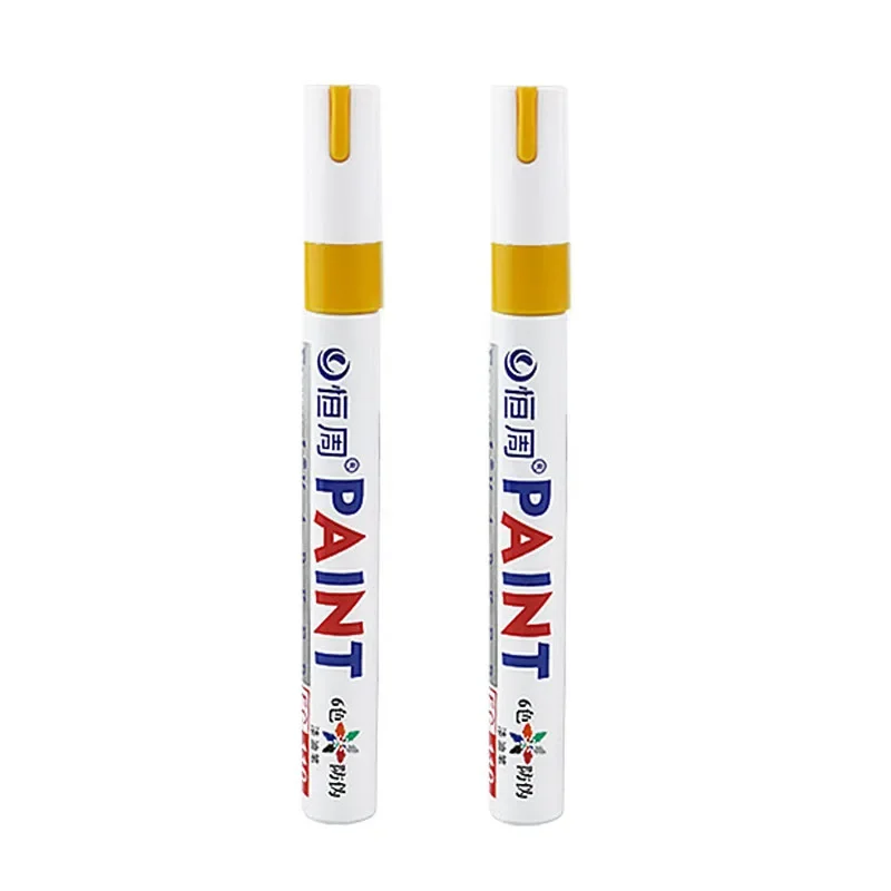 2 Stuks gekleurde Permanente Verf Pen Kleurrijke Band Markers Rubber Autoband Loopvlak Markers Pennen Sneldrogend Waterdicht voor Metalen Rotsen