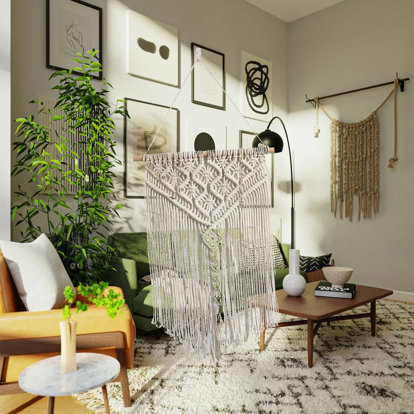 Macrame Wall Hanging,Boho Wall Decor Prop Handmade Bohemian Tapestry Wall Decor Wall Art Decor for Nursery Apartment Homestay