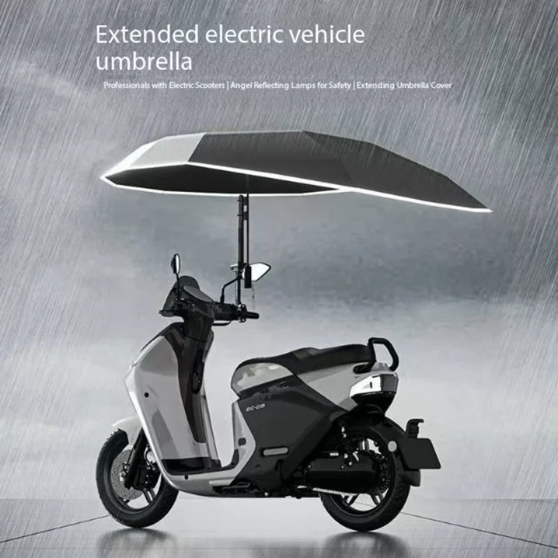 Electric Vehicle Sunshade Umbrella Foldable Reinforced Wind-Resistant Waterproof Anti UV Protection For Bike Motorcycle