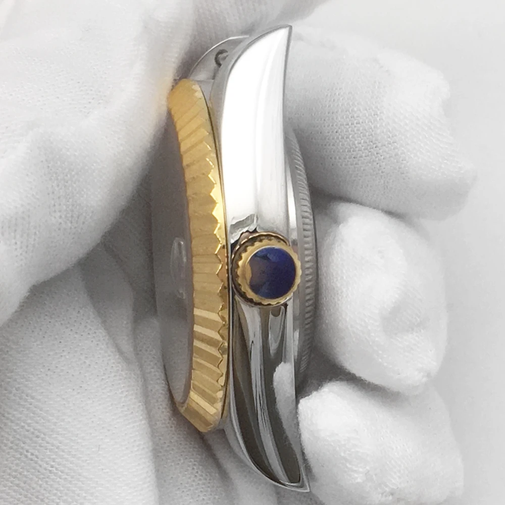 5ATM 36 مللي متر حافظات الساعات الفاخرة الياقوت الزجاج العلوي مقاوم للماء صالح NH35 حركة 28.5 مللي متر الطلب المسمار تاج