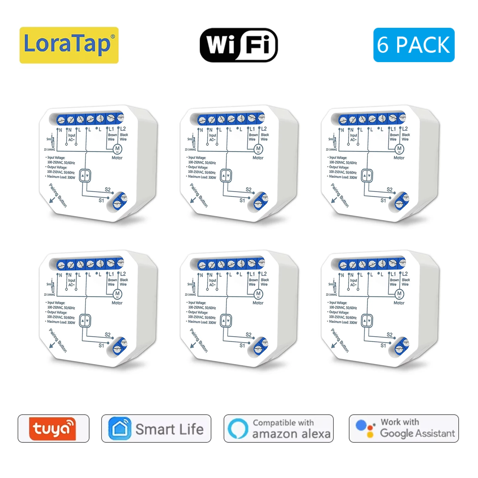 Tuya Smart Life WiFi Vorhänge Schalter Verbunden Rollladen Steuer Jalousien Motor Google Home Alexa Elektrische Fenster LoraTap