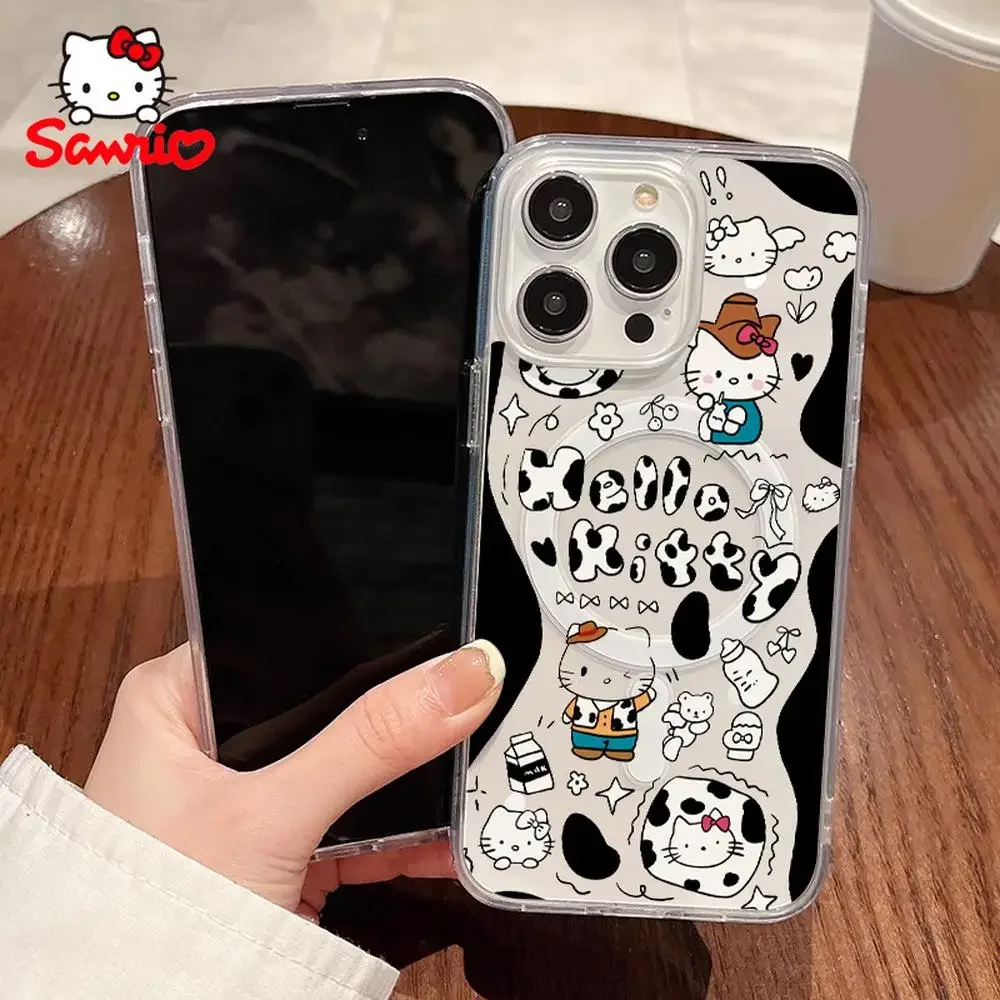 كيتي كات جراب هاتف منع السقوط آيفون 16/15/14/13/12/11 امرأة آيفون حافظة سانريو Kt لطيف ملحق مرحبا كيتي 2025 جديد