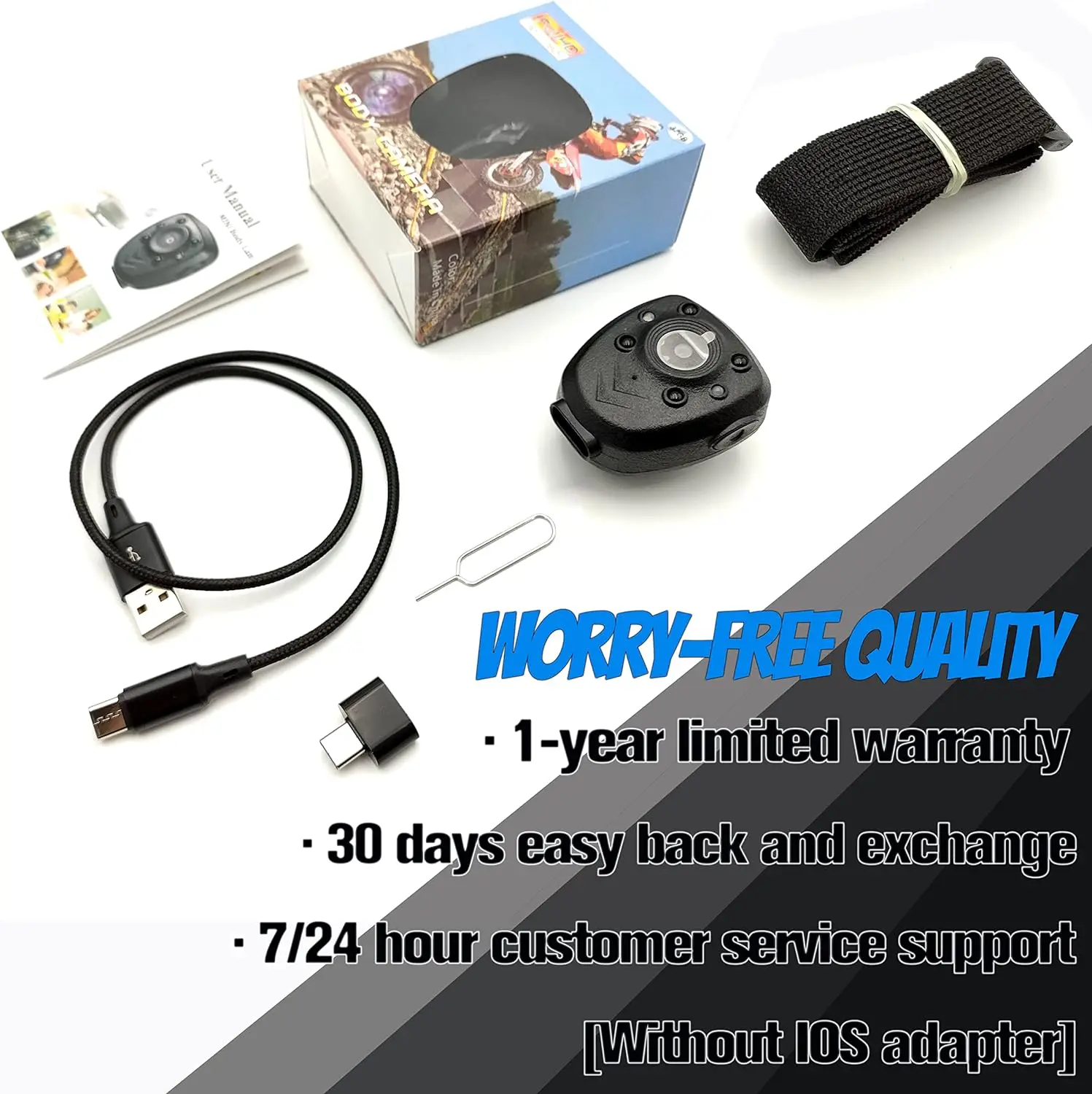 Mini Body Camera Video Recorder Built-in 32GB Memory Card with Night Vision IR & Loop Record HD 1080P, 4-6 HR Battery Life Wear