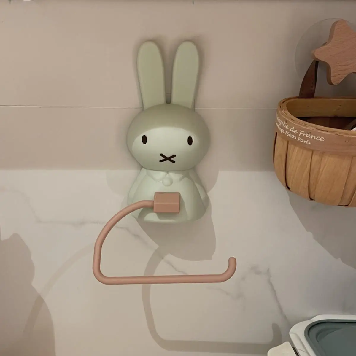 Miffy Multifunctional Bathroom Tissue Holder Cute Non-Perforated Toilet Paper Roll Storage Clip Practical Towel Rack Home Decor view 2