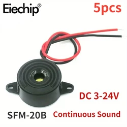 5pcs SFM-20B High Decibel DC 3-24V Continuous Sound Buzzer 2312 Active Piezoelectric Buzzer, for Arduino Car