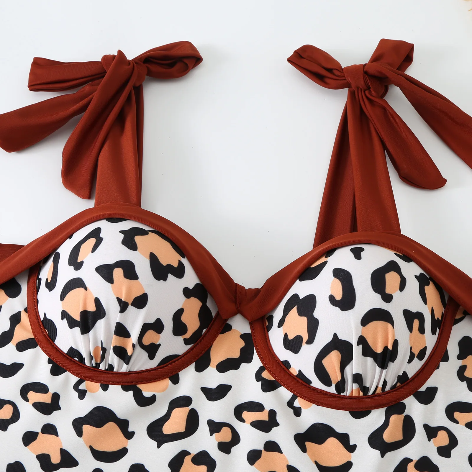 Bikini Vintage con estampado de leopardo para mujer, traje de baño femenino con realce, conjunto de Bikini, ropa de baño para mujer, envío directo