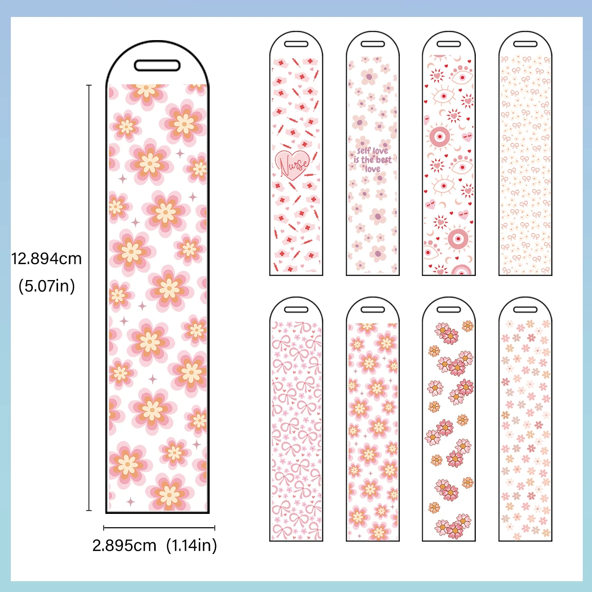 

5pcs 1.14*5.07in Wholesale Bookmark Wrap Cold Transfers Spring Brightly colored Printings Bundle DIY Stickers