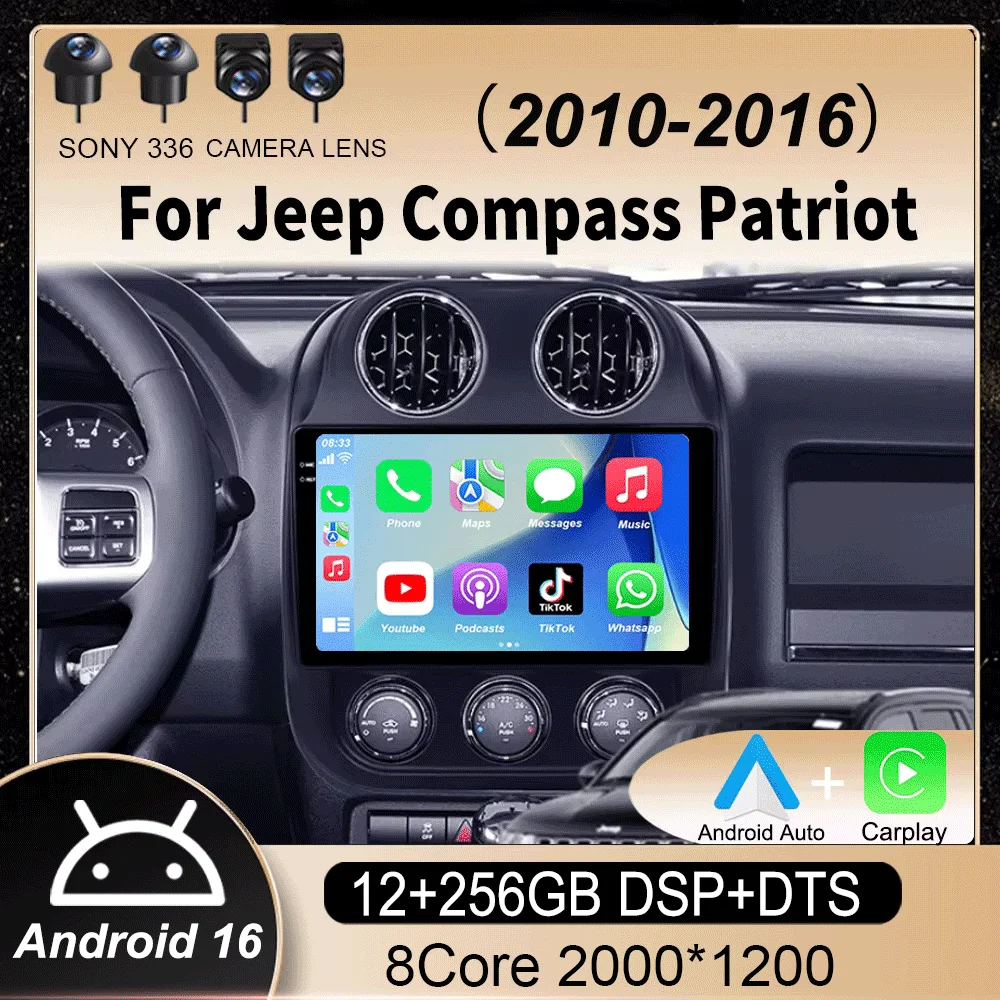 

Android16 video Player Car Radio For Jeep Compass Patriot 2010 - 2016 Autoradio Stereo 2 Din GPS Navigation Carplay DSP WIFI+4G