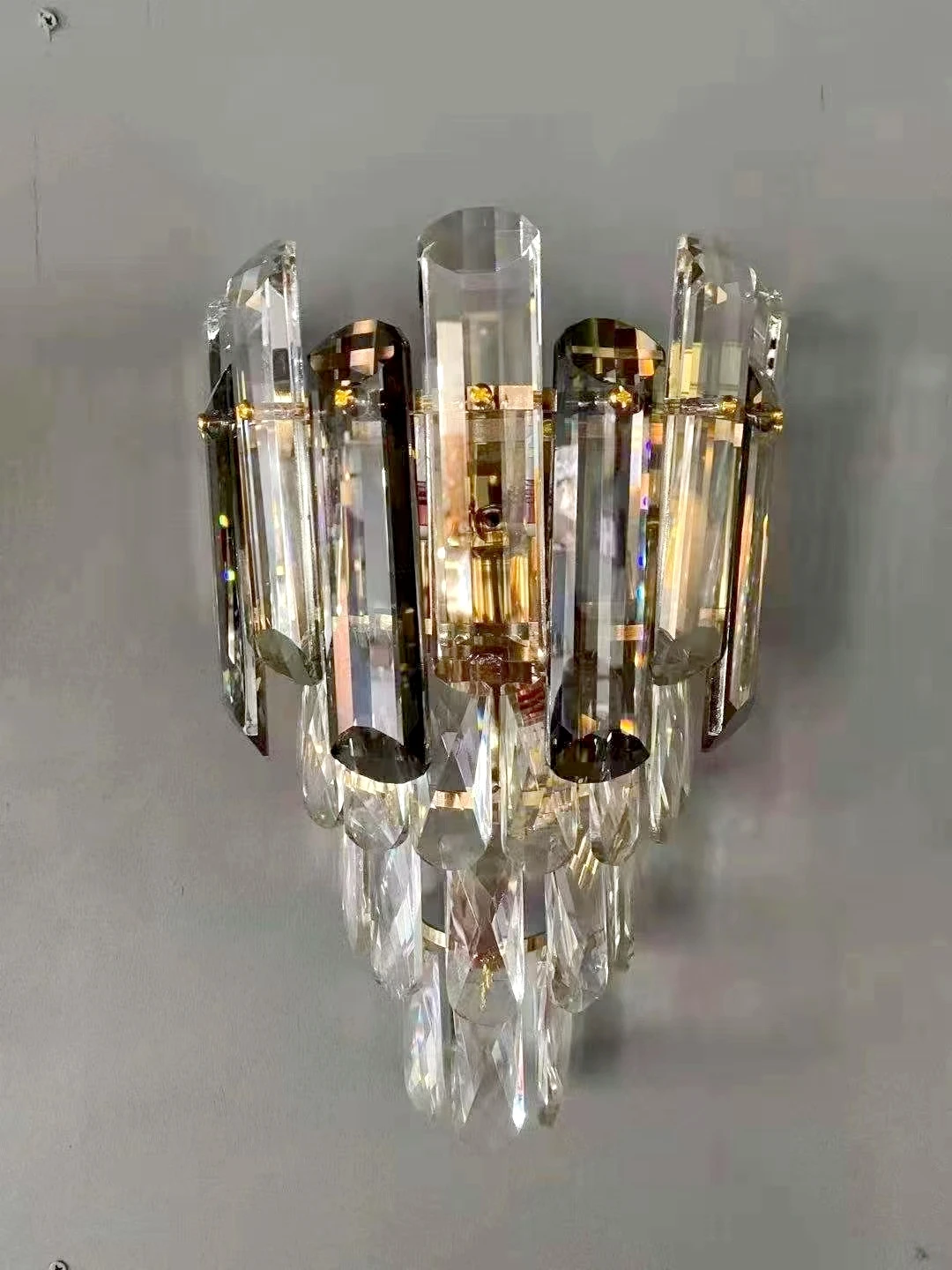 

Modern Bedroom Bedside Wall Light Crystal Living Room Staircase Lamps Gold Hotel Corridor Custom LED Glass Sconce Lighting