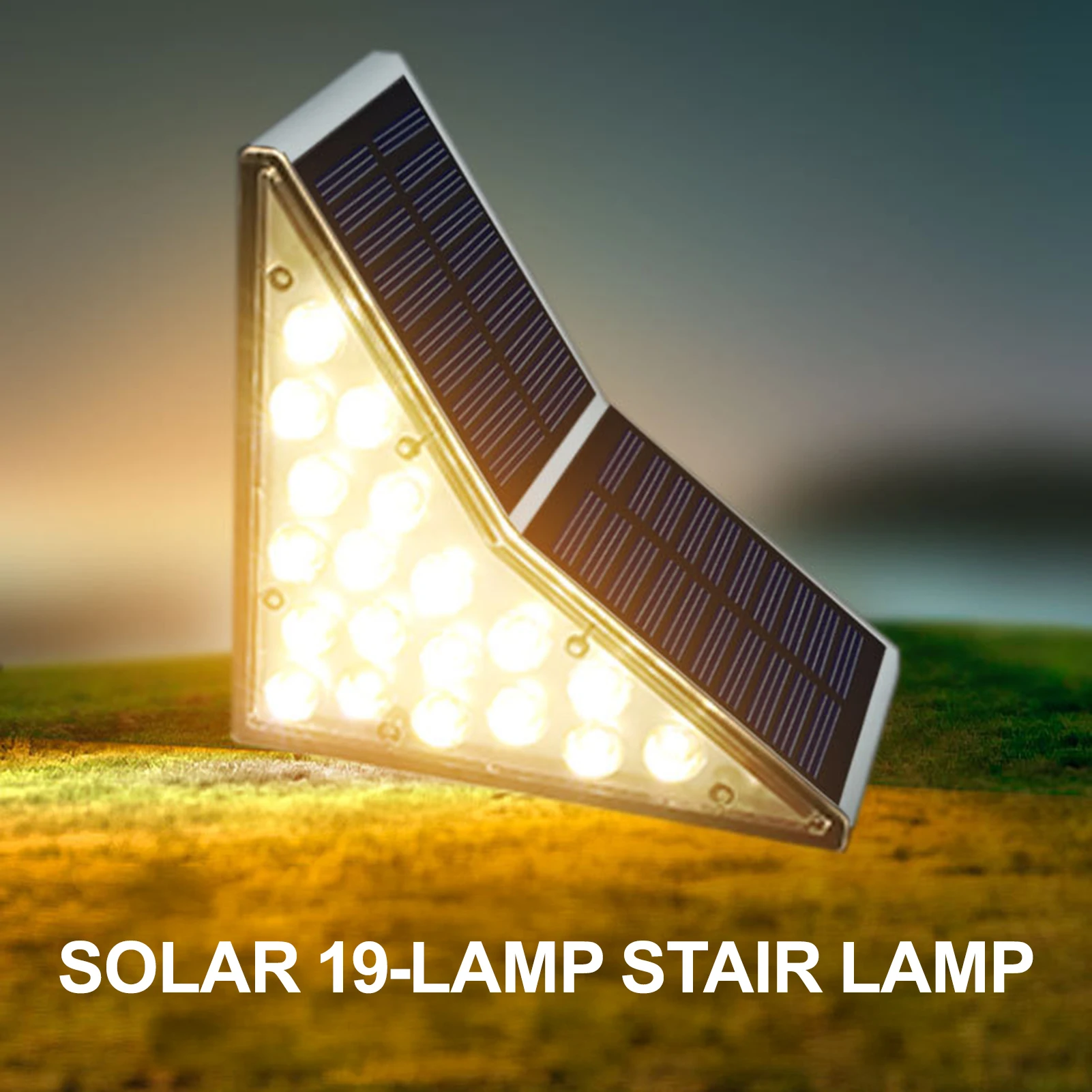 โคมไฟโซลาร์เซลล์ LED แสงสีขาวอบอุ่น สำหรับตกแต่งบันได สวน และลานบ้าน กันน้ำ 1/2 ชิ้น