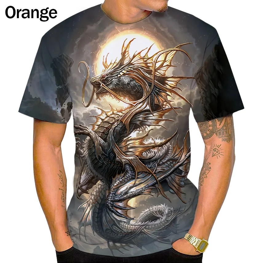 Dragon 3D Printing Harajuku Cool T-shirt Men's Personality Summer Fashion T-shirt