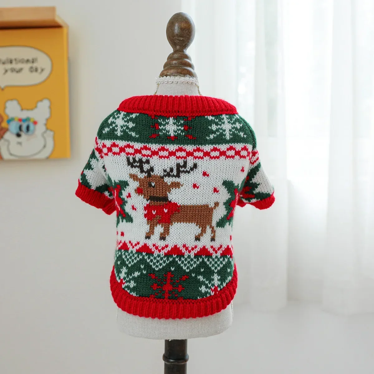 Pet Christmas Snowflake Sweater Clothes Dog Christmas Elk Knitwear Cat Clothing Warm Hoodie Coat Puppy Clothes Dog Sweaters