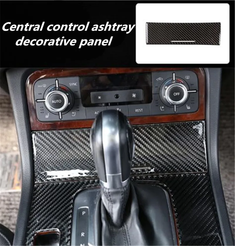 

1pc Car stickers Epoxy Carbon Fiber Central control ashtray decorative panel for 2011-2018 Volkswagen VW Touareg