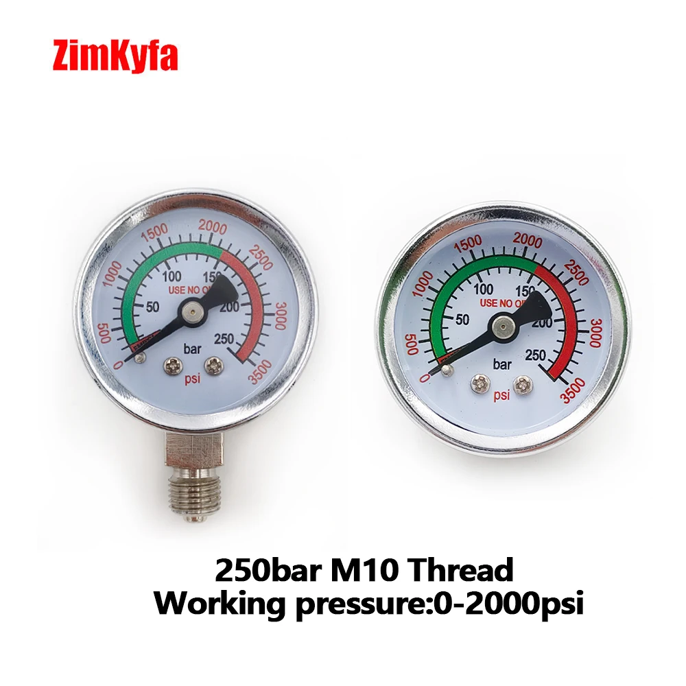 Air Manometer For Fill Station Double-Range 10bar/250bar/3500psi Pressure Gauge M10*1 1/8NPT Thread Pneumatic Fittings Accessory